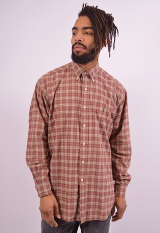 VINTAGE POLO RALPH LAUREN SHIRT CHECK BROWN
