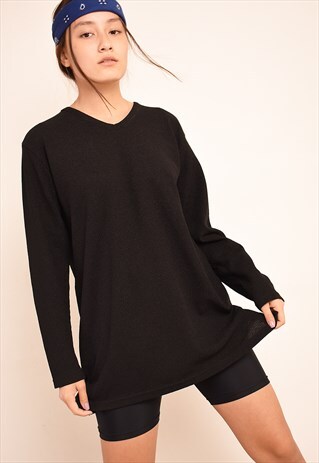 90'S RETRO MINIMALIST GRUNGE LYCRA JERSEY BLOUSE TOP