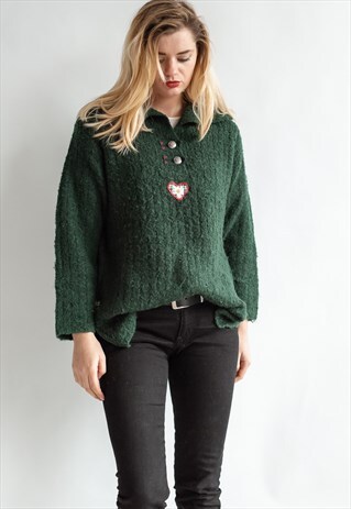 VINTAGE 80S FUNKY GRAMMAS JUMPER IN GREEN
