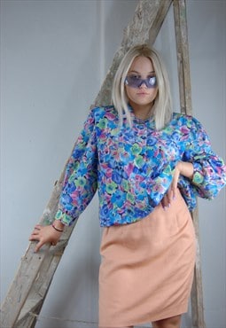 Vintage 90's baggy arms funky bright festival blouse shirt