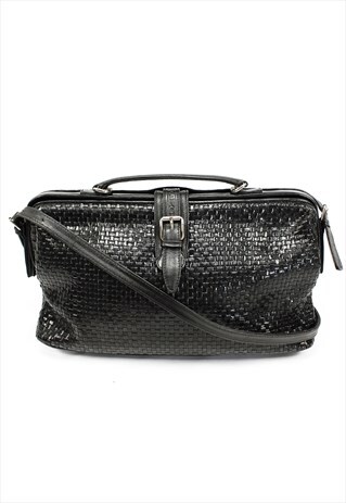 VINTAGE 80S FENDI BRAIDED BLACK LEATHER BAG