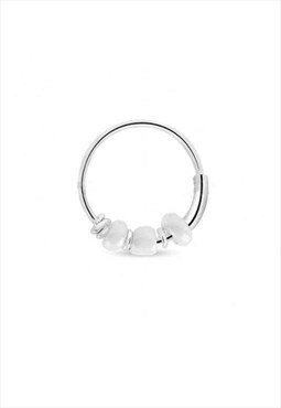 Sterling Silver Hoop With Beads Unisex