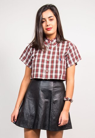 VINTAGE 90'S RALPH LAUREN REWORK CHECK CROPPED SHIRT