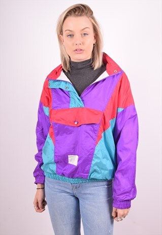WOMENS VINTAGE PULLOVER JACKET MEDIUM MULTI 90S