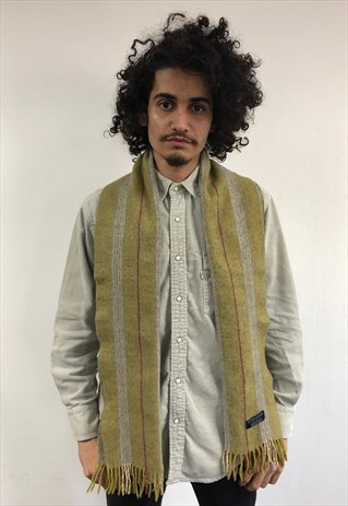 VINTAGE CASHMERE CHECKED SCARF GREEN-S064