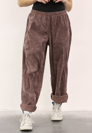 VINTAGE 1990S PURPLE CORDUROY HIGH-WAISTED TROUSER