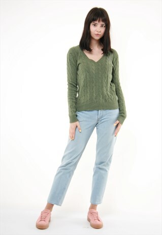 VINTAGE POLO RALPH LAUREN WOOL GREEN JUMPER 462