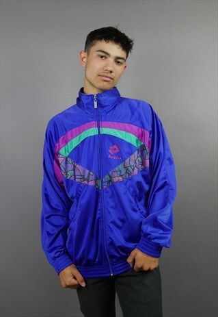 PURPLE PATTERNED LOTTO SHELL SUIT JACKET