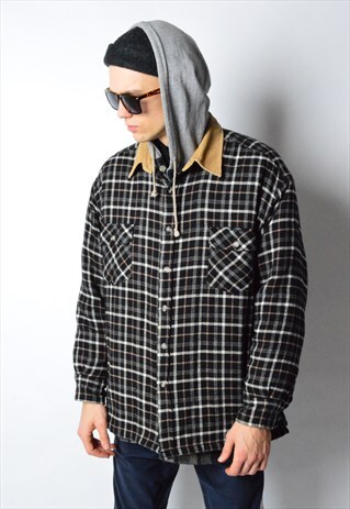 VINTAGE 90S CHECK WARM SHIRT JACKET
