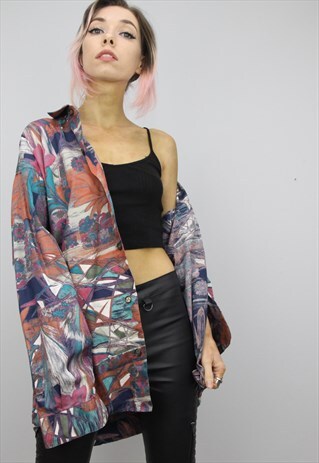 VINTAGE 80S/90S OVERSIZED PATTERNED SHIRT