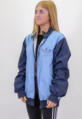 VINTAGE ADIDAS FESTIVAL SHELL JACKET IN BLUE LARGE
