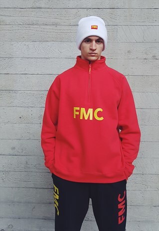 HALF ZIP LOGO SWEATSHIRT RED