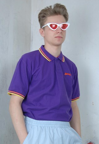 VINTAGE BRIGHT PURPLE SPORT FESTIVAL POLO SHIRT / UNISEX