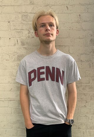 VINTAGE 1990S GREY PENN EMBROIDED CHAMPION T-SHIRT