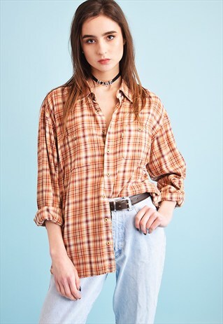 VINTAGE 90'S RETRO TARTAN OVERSIZED DADS SHIRT TOP