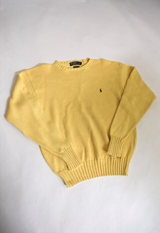 VINTAGE 90S POLO RALPH LAUREN YELLOW SUMMER KNIT JUMPER