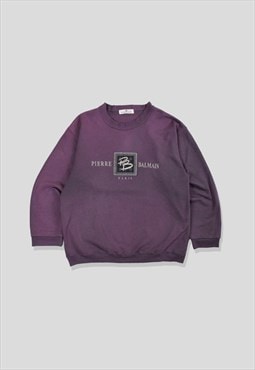 Vintage 90s Pierre Balmain Embroidered Sweatshirt in Purple