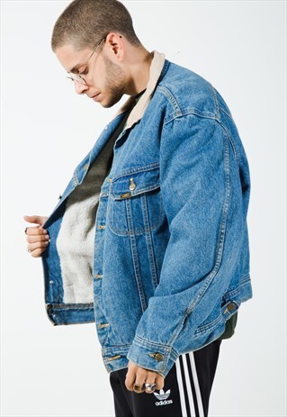 VINTAGE 80S ORIGINAL LEE SHEEPSKIN DENIM JACKET /S0192