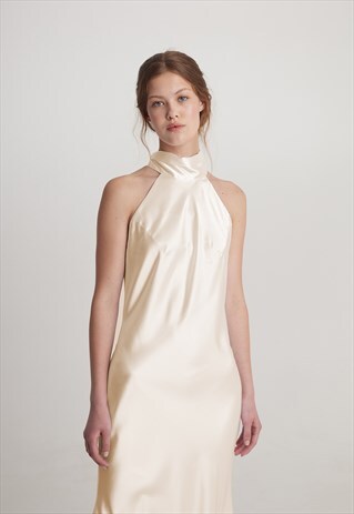 CANDY SATIN SLIP MIDI PROM COCKTAIL EVENING DRESS