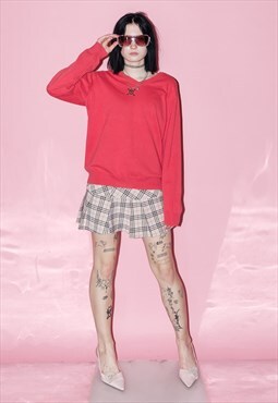 90's Vintage chic classic sweatshirt in salmon pink