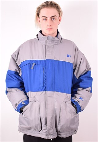 STARTER MENS VINTAGE DOUBLE JACKET XL GREY 90S