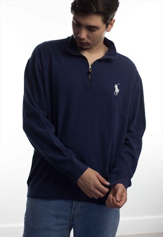 VINTAGE POLO RALPH LAUREN 1/4 ZIP JUMPER SWEATSHIRT XL 14