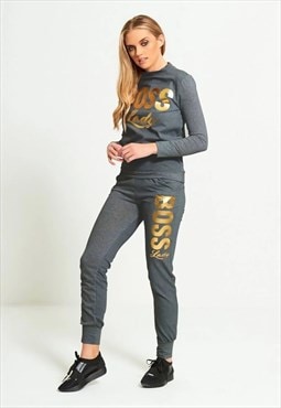 justyouroutfit Boss Lady Customized Tracksuit Charcoal