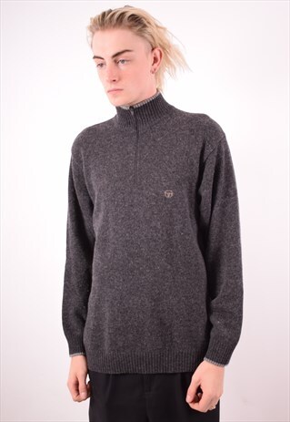 SERGIO TACCHINI MENS VINTAGE JUMPER SWEATER MEDIUM GREY 90S