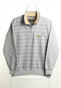 Vintage Claudio Valentino 1/4 zip Striped Sweatshirt Grey