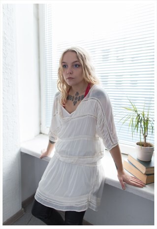 VINTAGE 90'S WHITE DOUBLE LAYER TUNIC