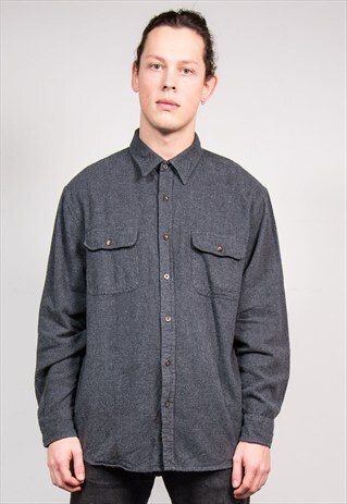 90'S VINTAGE GREY FLANNEL SHIRT
