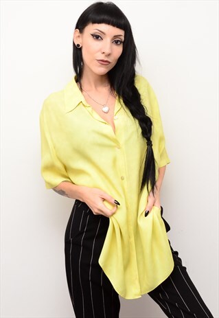 VINTAGE 90'S LEMON YELLOW SLOUCHY SHIRT