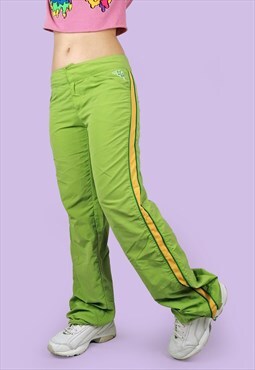 Vintage Y2K Green Pants Low Waist Parachute Windbreaker