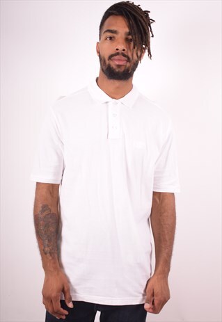 FILA MENS VINTAGE POLO SHIRT XL WHITE 90S