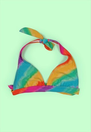 Rainbow Swimsuit Bra Top Bathing-suit Tie-up halter neck
