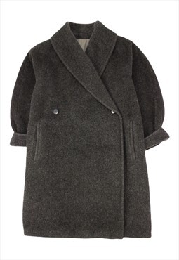 Vintage Max Mara grey wool double breasted teddy coat