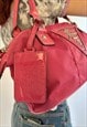 Y2K 00S GUESS HOT PINK NYLON SHOULDER BAG & LUGGAGE TAG