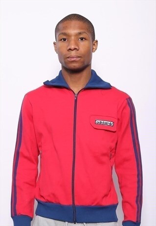 VINTAGE ADIDAS LOGO THREE STRIPE TRACK JACKET RED