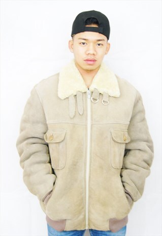 SHEARLING AVIATOR BOMBER JACKET WITH FLEECE LINING (1990'S)