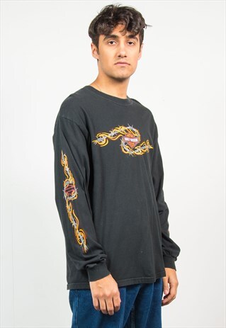 HARLEY DAVIDSON LONG SLEEVE T-SHIRT FLAME PRINT