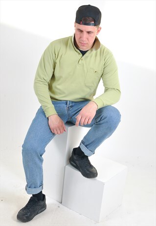 VINTAGE POLO SWEATSHIRT IN LIGHT GREEN
