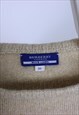 BURBERRY SWEATER BLUE LABEL VINTAGE PURE WOOL BEIGE M BEIGE