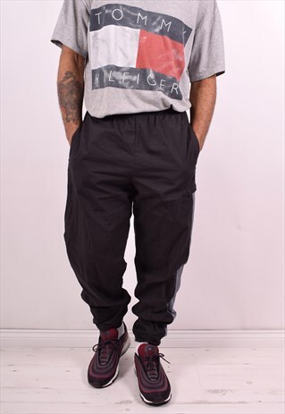 NIKE MENS VINTAGE TRACKSUIT TROUSERS W34 L31 BLACK 90S