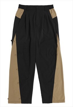 Contrast utility joggers wide skater pants in black