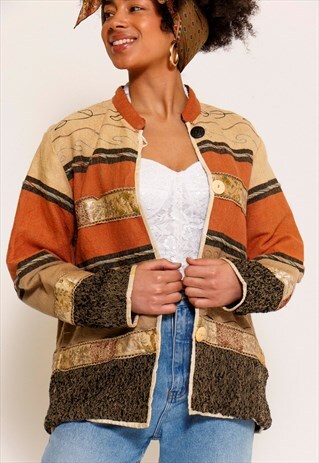 VINTAGE 90'S PATTERN STRIPE JACKET