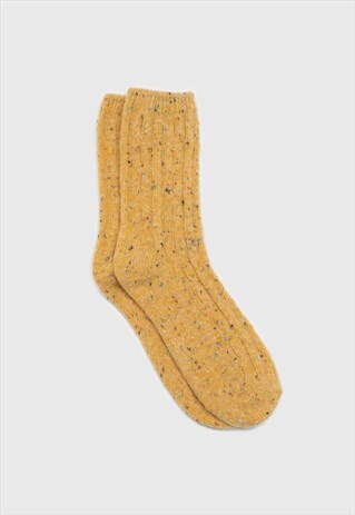 YELLOW RAINBOW FLECK THICK SOCKS