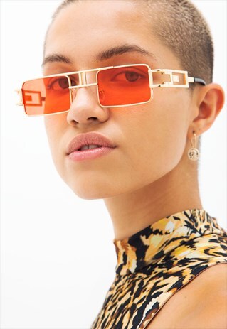 KAISER - SQUARE 90'S GOLD AND ORANGE SUNGLASSES