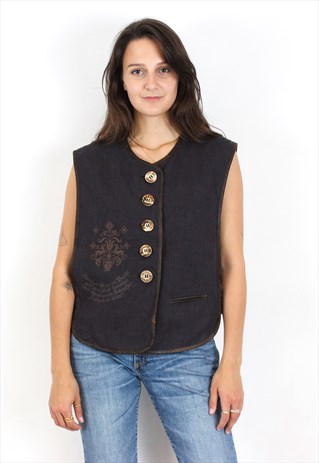 LODENFREY WOMEN S TRACHTEN LINEN VEST TANK WAISTCOAT GILET