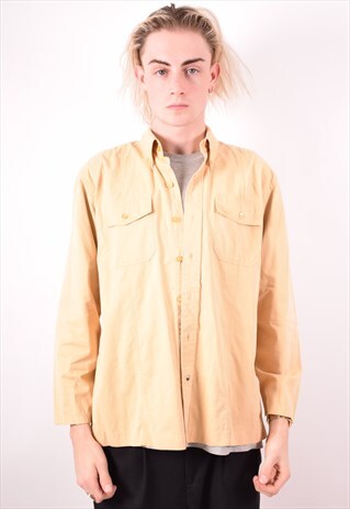 MENS VINTAGE SHIRT MEDIUM YELLOW 90S