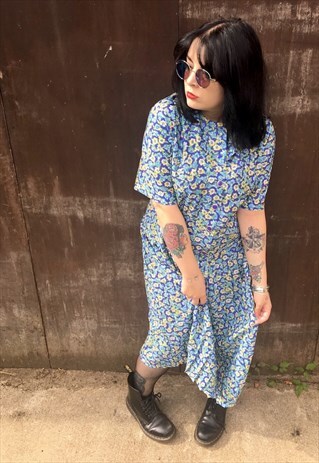 GRUNGE STYLE FLORAL MIDI DRESS